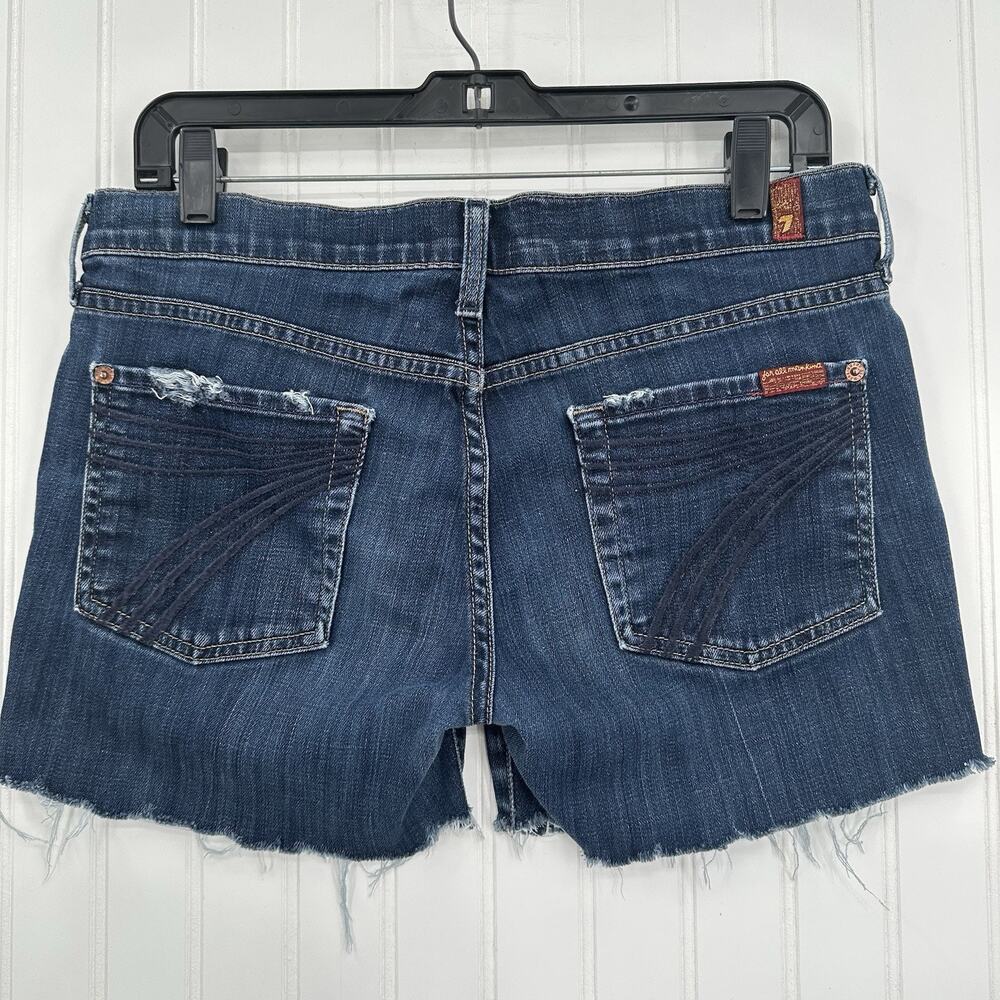 7 For All Mankind Blue Denim Shorts
